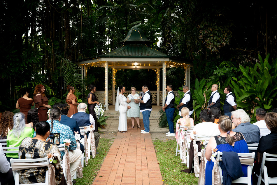Bride and groom portraits at Cairns Colonial Club wedding photographed by Cairns wedding photographer Nathan Kelly