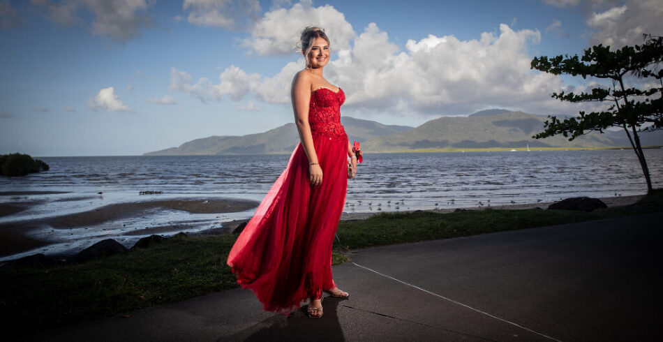 Year 12 formal portrait photographed by Cairns formal photographer Nathan Kelly, showcasing a stylish student portrait in Cairns, Queensland.